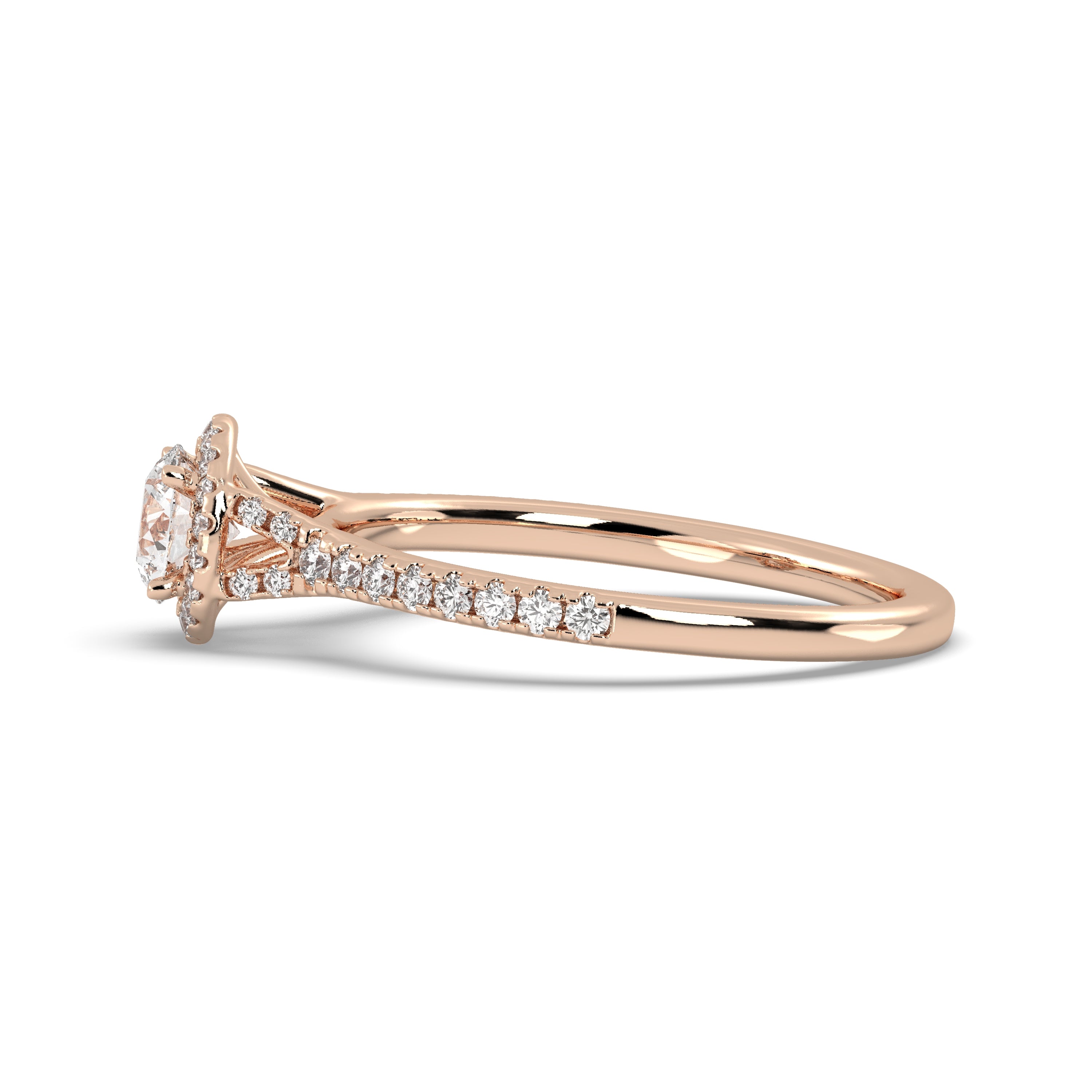 Rose Gold Studded 0.938 Carat Lab Grown Diamond Ring-E Color VS1 Clarity.